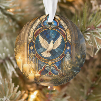 Buntglas-Tauben-Weihnachtsfenster Ornament