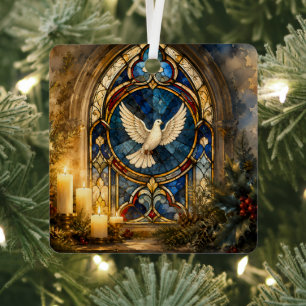 Buntglas-Tauben-Weihnachtsfenster Ornament Aus Metall