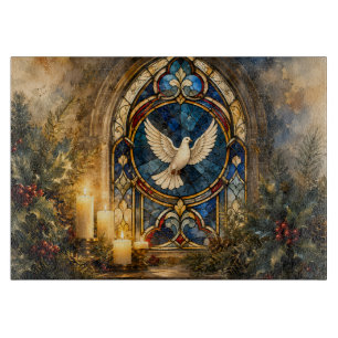 Buntglas-Tauben-Weihnachtsfenster Schneidebrett