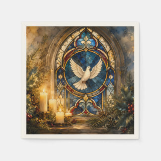 Buntglas-Tauben-Weihnachtsfenster Serviette