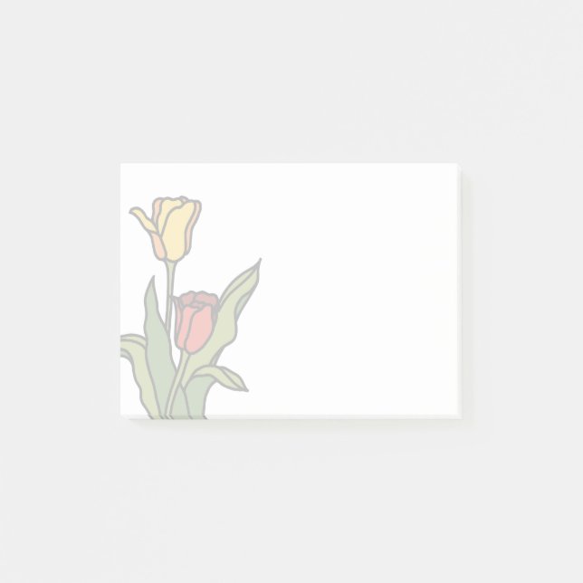 Buntglas-Tulpen Post-it Klebezettel (Vorderseite)