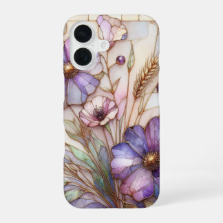 Buntglas-Veilchen-Blume iPhone 16 Hülle