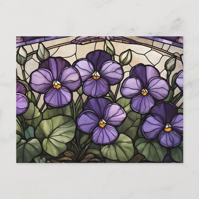 Buntglas Veilchenblumen  Postkarte (Vorderseite)