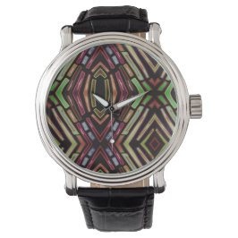 Buntglas-Vibe Buntes Juwelenmuster Armbanduhr
