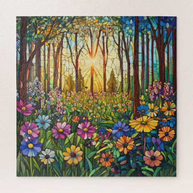 Buntglas-Wald-Puzzle (Vertikal)