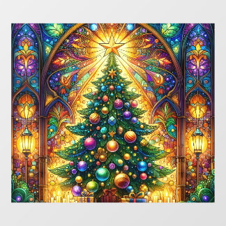 Buntglas-Weihnachtsbaum-Fensteraufkleber Fensteraufkleber