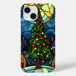 Buntglas-Weihnachtsbaum Festtags-Nachtszene Case-Mate iPhone Hülle
