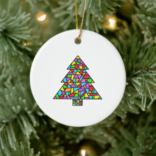 Buntglas-Weihnachtsbaum Keramik Ornament