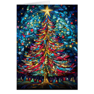 Buntglas-Weihnachtsbaum unter einem goldenen Stern