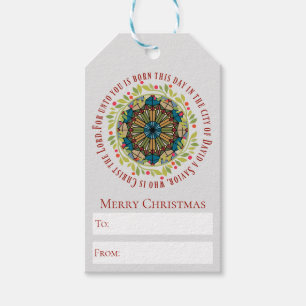 Buntglas-WeihnachtsKranzluke-2:11 Vers Geschenkanhänger