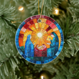 Buntglas-Weihnachtskrippe-Christmas-Schmuck Keramik Ornament