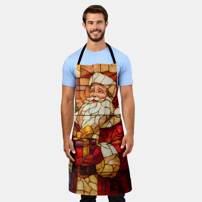 Buntglas-Weihnachtsmann Schürze (Getragen)