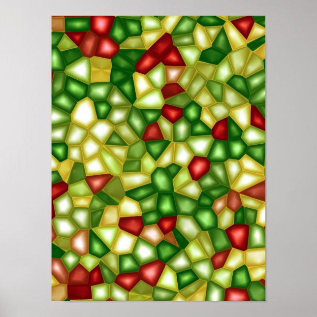 Buntglas-Weihnachtsmosaik Poster (Vorne)