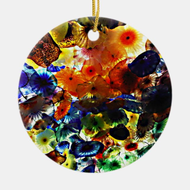 Buntglas-Weihnachtsverzierung Keramikornament (Vorne)