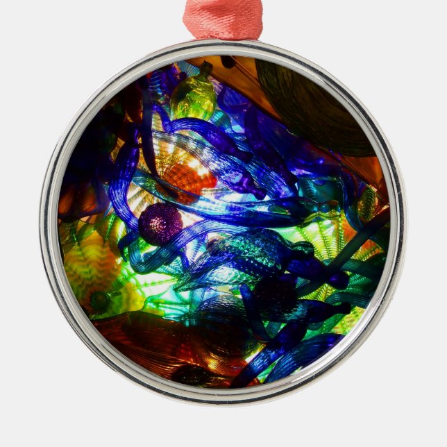 Buntglas-Weihnachtsverzierung Ornament Aus Metall (Vorne)