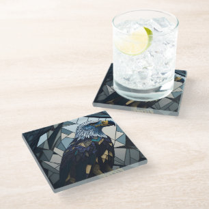 Buntglas-Weißkopfseeadler-Illustration Glasuntersetzer