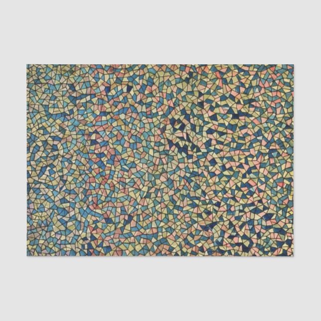 Buntglasart-Mosaikkunst im Blau und im Rosa Seidenpapier (Vorderseite)