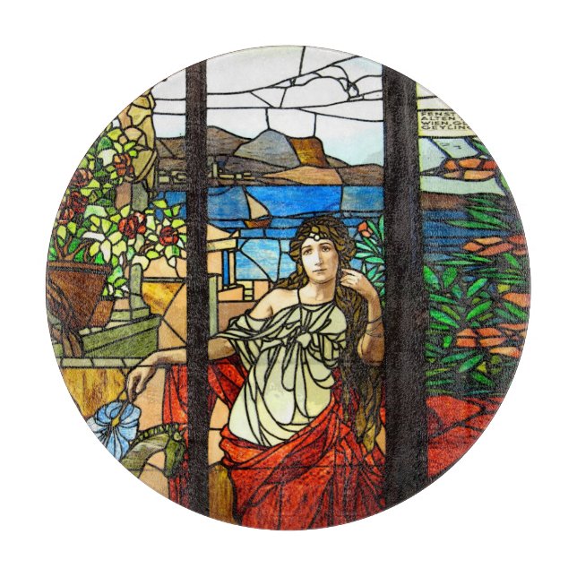 Buntglasblick mit Damensitzen Schneidebrett (Vorderseite)