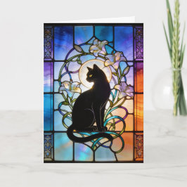 Buntglasfenster mit Katze Karte