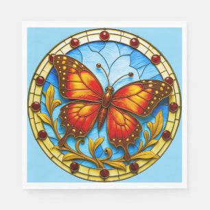 Buntglasfenster Schmetterling Serviette