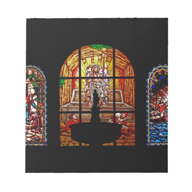 Buntglasjesus Notizblock (Vorderseite)