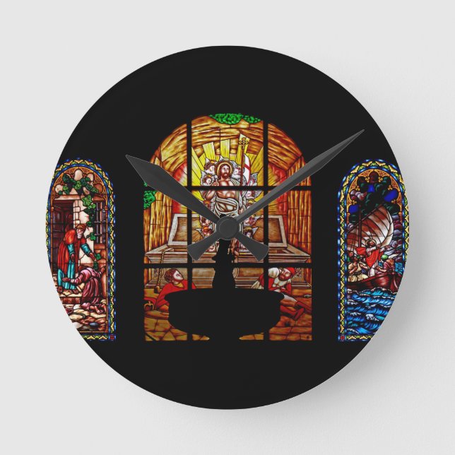 Buntglasjesus Runde Wanduhr (Vorderseite)