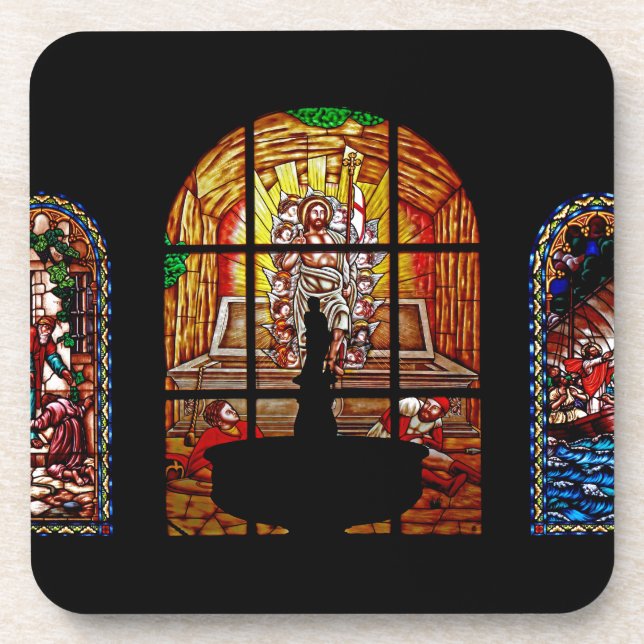 Buntglasjesus Untersetzer (Vorderseite)