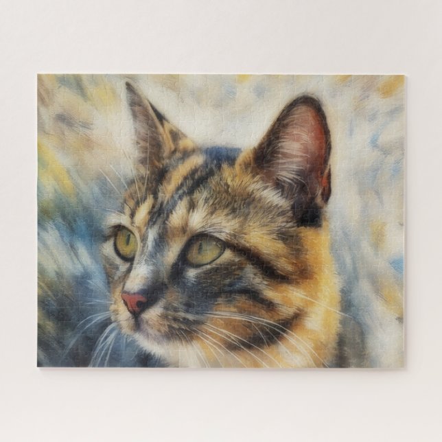 Buntkatze Hübsche Katze Kunst Großes Puzzle (Horizontal)