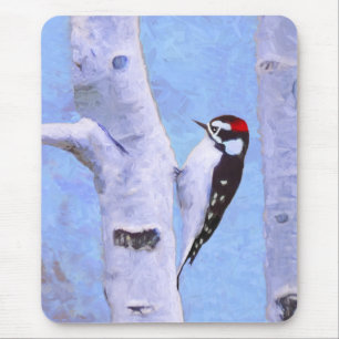 Buntspecht-Gemälde - Originale Vogelkunst Mousepad