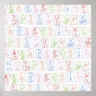 Buntstift-ABC-Hintergrundleinwand Poster