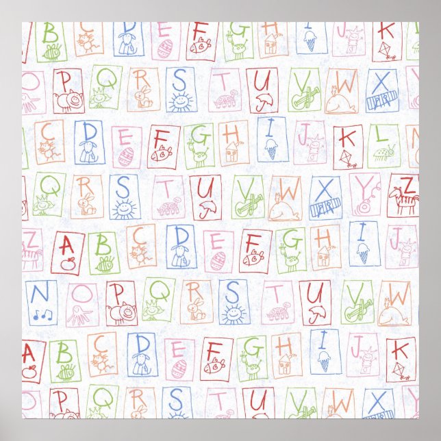 Buntstift-ABC-Hintergrundleinwand Poster (Vorne)