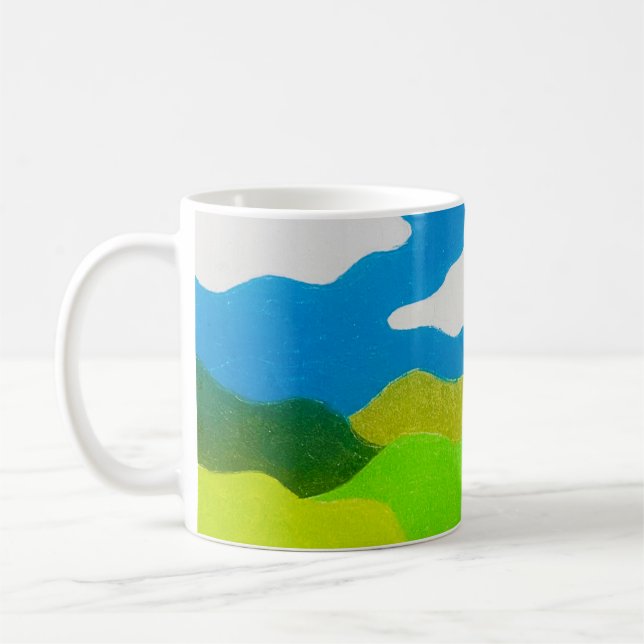 Buntstift Abstraktes Landschaft Blau Himmel Kaffeetasse (Links)