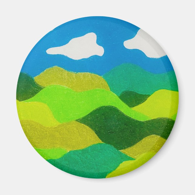 Buntstift Abstraktes Landschaft Blaues Himmel  Magnet (Vorne)