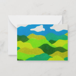 Buntstift Abstraktes Landschaft Blaues Himmel Mitteilungskarte