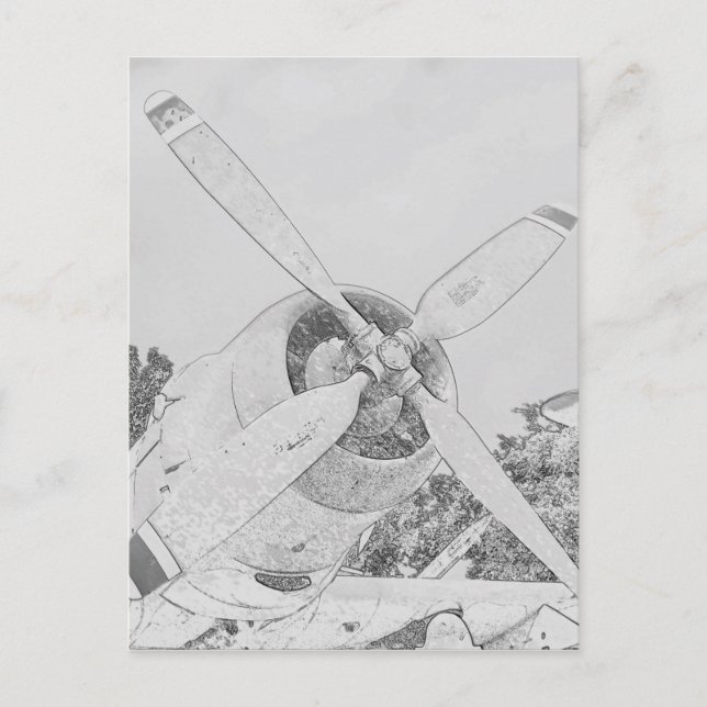 Buntstift-Flugzeug Postkarte (Vorderseite)