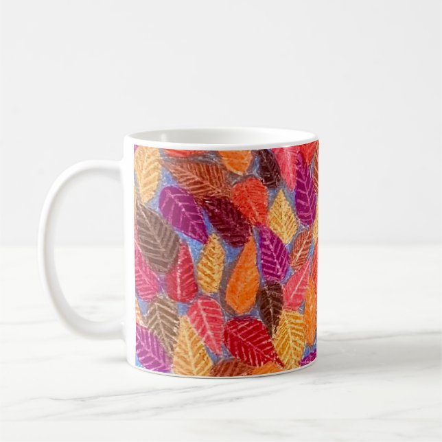 Buntstift Herbstlaub Blätter Zeichnung Tasse (Links)
