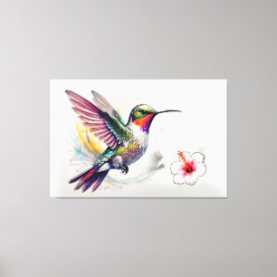 Buntstift Kolibri mit Blume Leinwanddruck