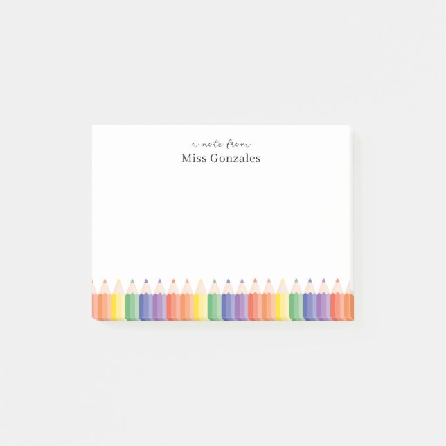 Buntstift personalisierter Lehrer  Post-it Klebezettel (Vorderseite)