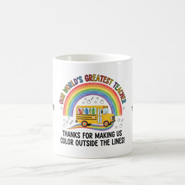 Buntstift-Schulbus - Weltbester Lehrer Kaffeetasse (Mittel)
