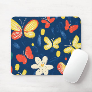 Buntstift- und Schmetterlingsblumen Mousepad