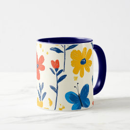 Buntstift- und Schmetterlingsblumen   Tasse