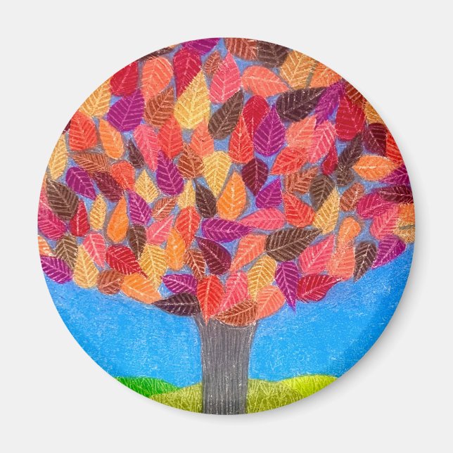 Buntstiftbaum mit Blättern Zeichnung  Magnet (Vorne)
