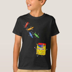 Buntstifte springen in die Schachtel süße Schulmat T-Shirt