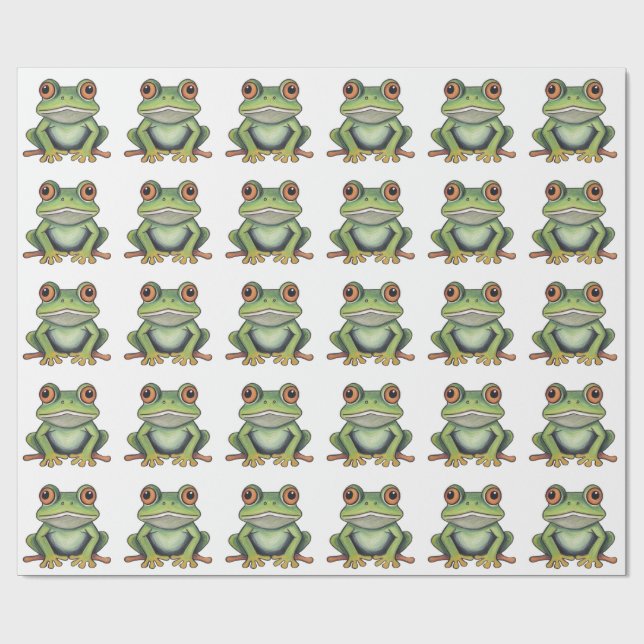 Buntstiftzeichnung Frosch Geschenkpapier (Flach)