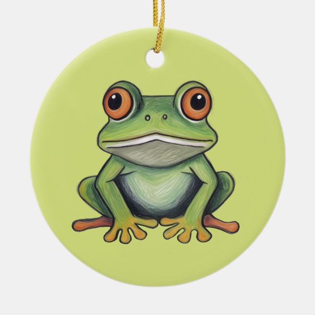 Buntstiftzeichnung Frosch Keramik Ornament (Vorne)