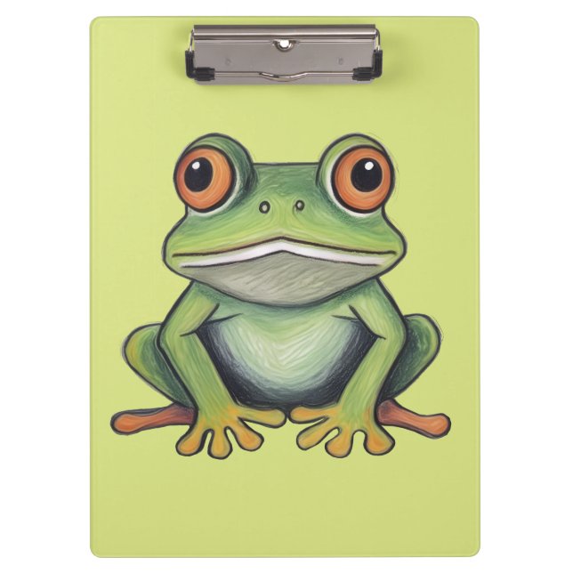 Buntstiftzeichnung Frosch Klemmbrett (Vorderseite)