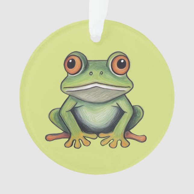Buntstiftzeichnung Frosch Ornament (Vorderseite)