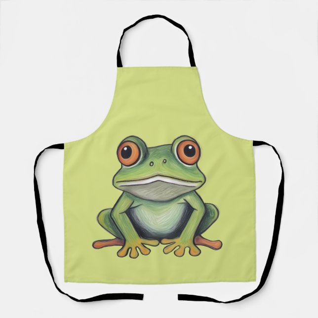 Buntstiftzeichnung Frosch Schürze (Vorderseite)