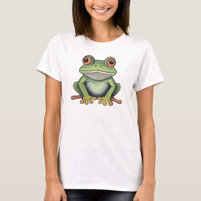 Buntstiftzeichnung Frosch T-Shirt (Vorderseite)
