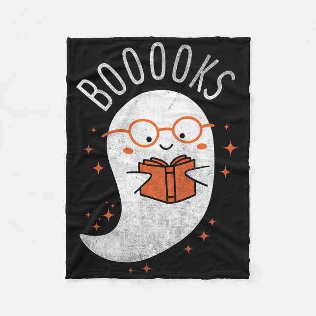 Buoks Ghost Funny Halloween Lehrerbuchbibliothek Fleecedecke (Vorderseite)